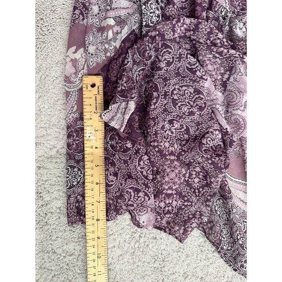 Jessica Simpson Dress Sz XS Boho Maxi Paisley Print Long Sleeve V-Neck Back Tie - Picture 11 of 16